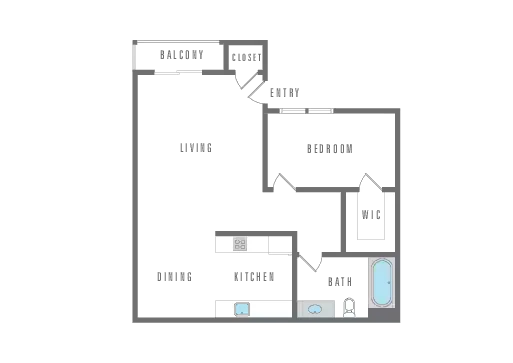 1 Bedroom 1 Bath 11845 West 3-309 floor plan